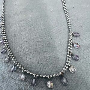 Silver Necklace with Purple Crystal Drops - Women Jewelry Robert Rose, Jewelry: